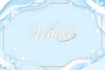 Wall Mural - winter background with elegant snowflakes and blue wavy design