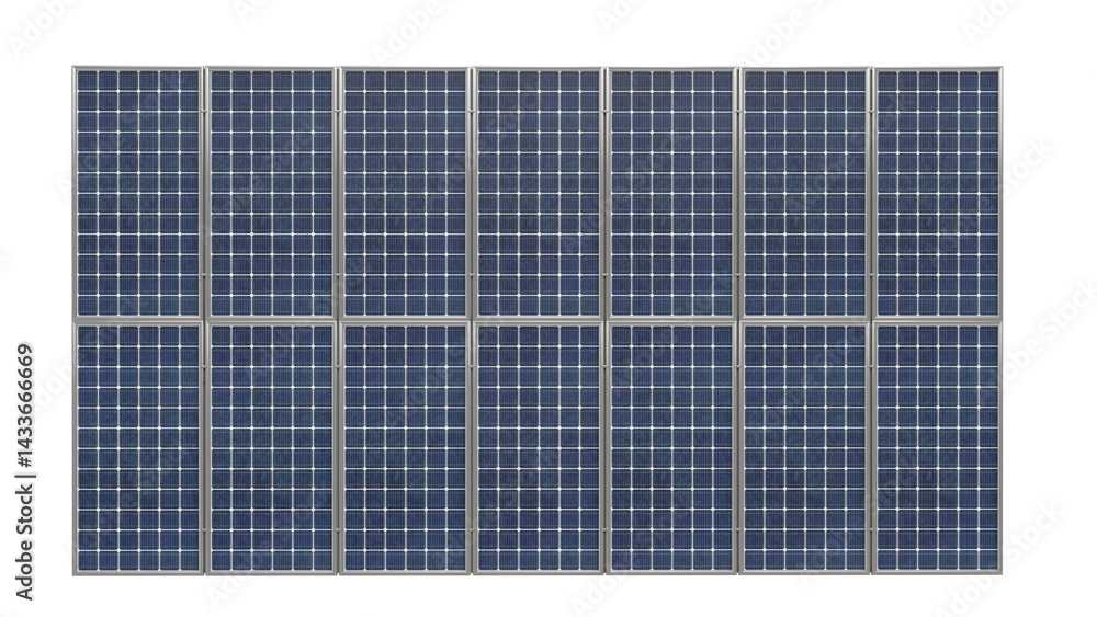 Detailed large-scale model of a solar panel isolated on a transparent ...