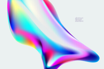 Wall Mural - 3d holographic liquid shapes. colorful iridescent bubble on white background. abstract vector frame.