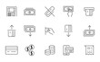 © garasi icons - ATM machine row icon collection. minimal for withdrawing money, depositing, taking cash, receipt. vector illustration