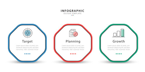 Poster - Business infographic template. 3 Step timeline journey. Process diagram, 3 options on white background, social media post, Infograph elements vector illustration.	