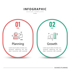 Poster - business infographic template. 2 step timeline journey. process diagram, 2 options on white backgrou
