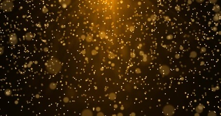 Wall Mural - rising chaotically moving dust in the light of a yellow lantern. bokeh particles.