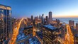 © Galih - Cityscape sunrise panorama Chicago's illuminated skyline, lakefront view