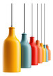 © OMD - Colorful pendant lights hanging in a row, featuring vibrant shades of yellow, blue, red, and orange.