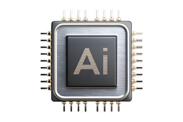 Advanced Artificial Intelligence Microchip 3D Render HighTech Processor Futuristic Technology Innovation Computer Hardware Ai Chipset transparent background Generative AI