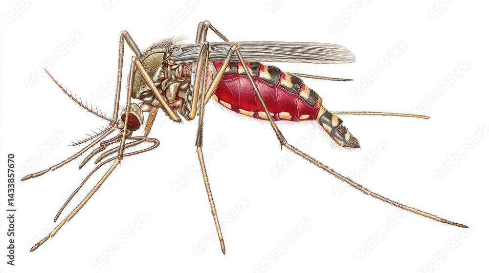 Probaskis Insects Ilustración de Stock Detailed close up photograph of a mosquito insect ...