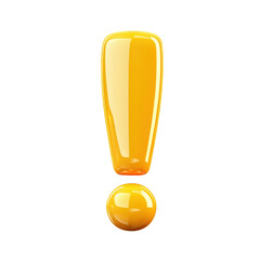 shiny yellow exclamation mark 3d render isolated sign icon point vivid on transparent background
