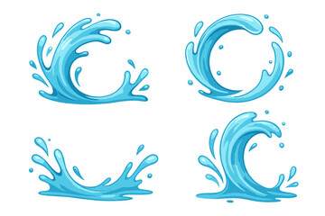Wall Mural - colorful wave icon set representing different water movements and splash designs for various graphic