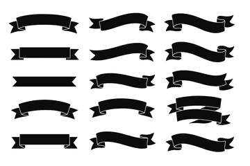 icon set featuring black ribbon banners for various design applications and creative projects for us