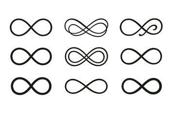 Wall Mural - icon set showcasing various infinity symbols in different styles for creative design projects and di