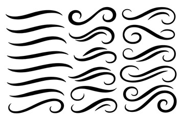 Wall Mural - collection of decorative icon set featuring various swirl designs and line patterns for creative pro