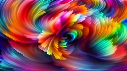 Wall Mural - Vibrant and colorful digital abstract design with swirling patterns and whirlpool of colors, continuously change, creating a mesmerizing and dynamic visual effect. Loop animation, seamless footage.