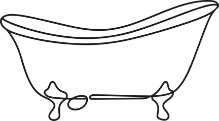 Wall Mural - minimalist continuous line art vector of a classic clawfoot bathtub in black on a clean white backgr