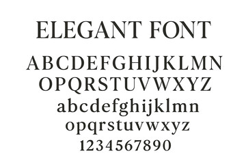 Poster - Elegant font showcasing uppercase and lowercase letters, numbers, and stylistic variations suitable for print and design purposes