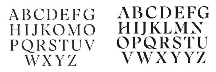 Poster - Stylized alphabet displays featuring uppercase letters in elegant serif font for creative design projects