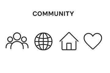 Poster - Symbols representing community, connection, and shared values showcased in a simple, modern design