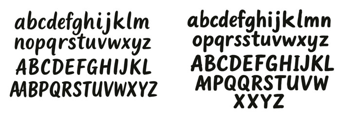 Fototapete - Creative display of handwritten alphabet styles showcasing both uppercase and lowercase letters in a minimalist design