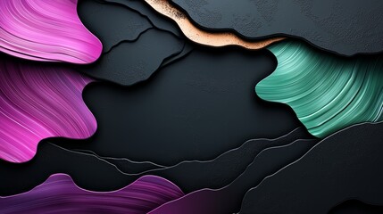 Aufkleber - Black and purple background with a green and pink swirl. The background is a collage of different colors and shapes