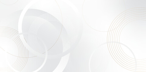 Leinwandbilder - Abstract background with circle white abstract geometric background with soft light white paper circles in design .Gray abstract. Modern design background for report and project presentation template.