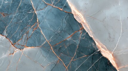 Poster - Blue and white stone with a crack in it. The crack is jagged and the stone is rough