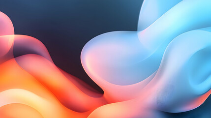 Wall Mural - abstract blue and orange lights background with flowing waves
