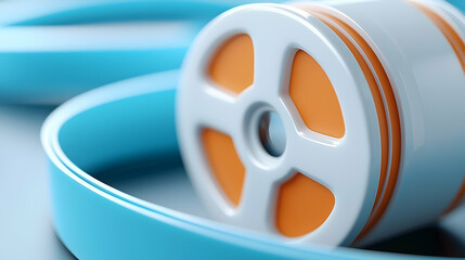Wall Mural - abstract film reel with blue and orange accents