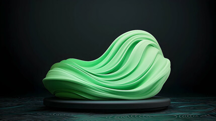 Wall Mural - abstract neon green glowing wave platform