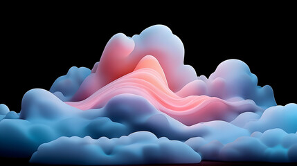 Wall Mural - abstract pink and blue cloudscape digital art
