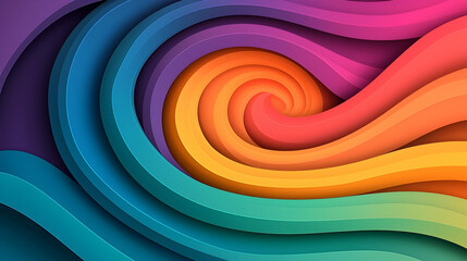 Wall Mural - abstract spiral gradient background with purple green orange and blue hues