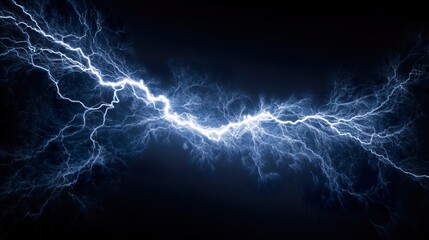Wall Mural - captivating blue lightning strikes dark background electrifying energy powerful storm design dramati
