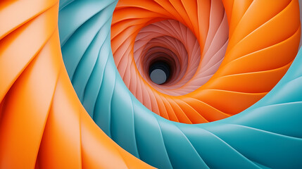 Wall Mural - abstract swirling spiral pattern in orange and teal