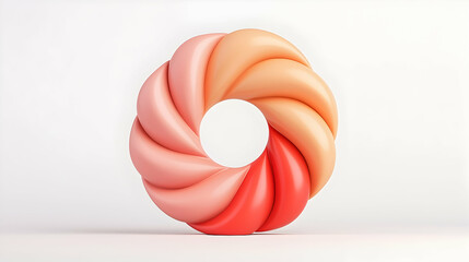 Wall Mural - Abstract Swirling Wheel in Red Pink and Gold on White Background