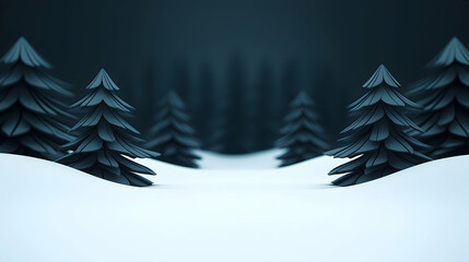 Canvas Print - dark blue pixelated snowy forest at night
