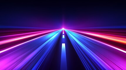 Aufkleber - Long road with a bright light in the middle. The light is surrounded by a blue and purple glow