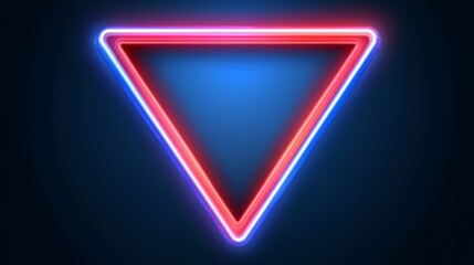Poster - Neon red and blue triangle is lit up against a dark background. The triangle is lit up in a way that it looks like it is glowing