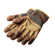 © PannaPNG - Worn work gloves with contrasting materials and stitching, showcasing durability and utility for various tasks.