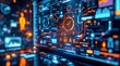 © Gunn - A vibrant digital interface showcasing graphs, clocks, and figures, illustrating data analytics and technology in a futuristic setting.