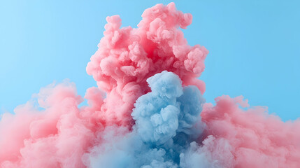 Wall Mural - mesmerizing loop of pink and blue glowing particles swirling on blue background