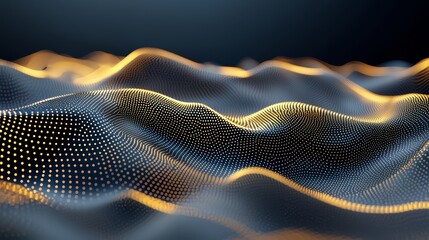 Aufkleber - Wave of light and dark blue with gold dots. The light blue is the color of the water and the gold dots are the waves
