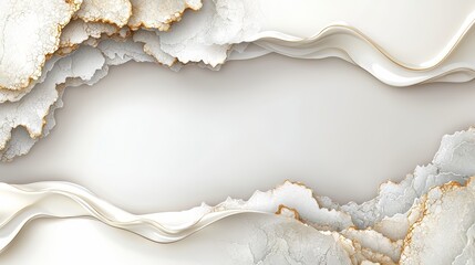 Poster - White background with a gold and white swirl. The swirls are made of paper and the background is white