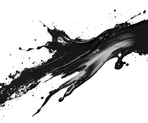 Wall Mural - Dynamic black paint splash artistry in space abstract isolated on transparent background
