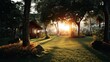 © mlangsen - Sunny cabin in lush yard with tall trees