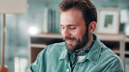 Aufkleber - Business, computer and man in office, planning or connection with research for news report. Person, writer or journalist in workplace, pc or copywriting with editing, proofreading article or internet