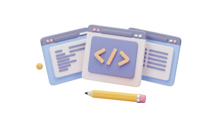 isolated web development interface with pencil