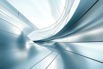 Leinwandbilder - Abstract architectural rendering of a futuristic, metallic, curved structure.