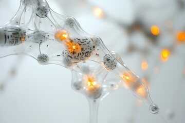Poster - Abstract image depicting a network of interconnected nodes, resembling a neural network or complex data system.