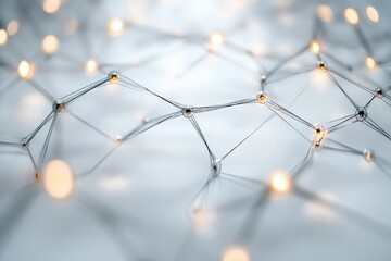 Aufkleber - Abstract network visualization with interconnected nodes and glowing lights, representing connectivity and complex systems.