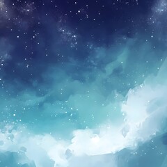 Wall Mural - Abstract blue watercolor background with stars and space for your text.