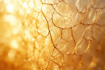 Fototapete - Golden, delicate seed head structure backlit by sunlight, intricate details visible.